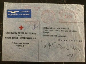 1946 Geneva Switzerland Red Cross Airmail  cover to Washington DC USA
