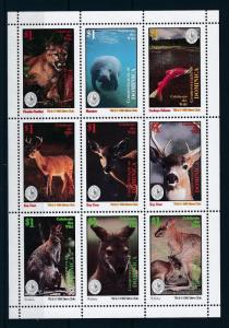 [29740] Dominica 1995 Wild Animals Mammals Panther Deer Wallaby MNH Sheet