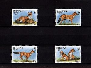 BHUTAN - 1997 - WWF - DHOLE - ASIATIC WILD DOG - 4 X MINT - MNH SET!