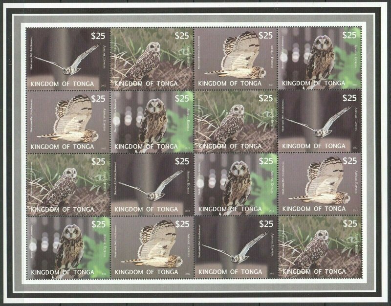 Uu0655 2012 Kingdom Of Tonga Fauna Birds Owls Michel 440 Euro 1Sh Mnh