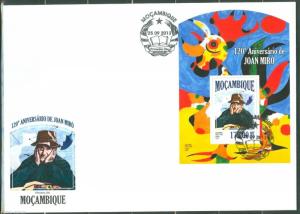 MOZAMBIQUE  2013 120th BIRTH OF JOAN MIRO SOUVENIR SHEET FIRST DAY COVER