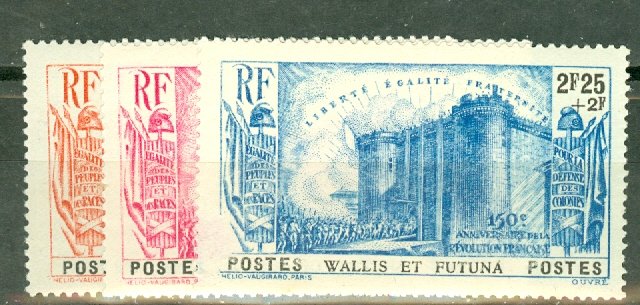 P: Wallis & Futuna B1-5 MNH, few toned perfs in B1 CV $150