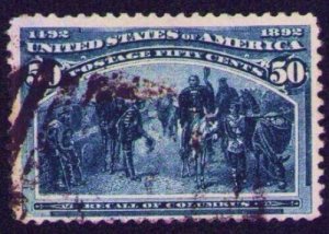 1893 50 Cent Columbian Scott 240 Used Strong Color, Fresh