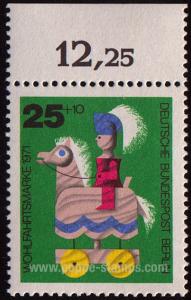 West Berlin #984 Mint - 1971 25pf.+10pf.  - Horses, Wheels
