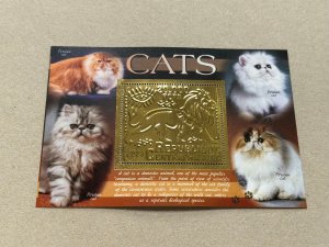Stamps. Fauna. Cats  2023 year 6 blocks Foil. Gold perforated  NEW MNH**