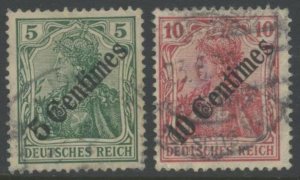 GERMANY Offices in Turkey Sc#55-56 1908 Diagonal Overprint Used