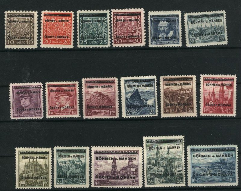 Czechoslovakia Bohemia and Moravia 2-9,11-19   M NH VF 1939 PD