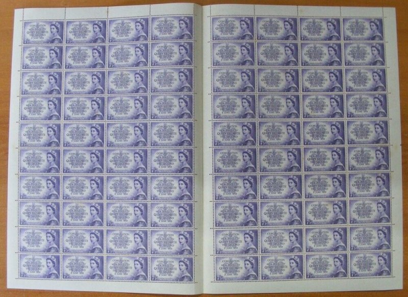 Australia 1953 7½d Violet QEII Queen Coronation stamp sht 80 MUH** var cat $230+