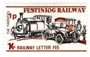 (I.B) Festiniog Railway : Railway Letter Fee 1p on 1/- OP