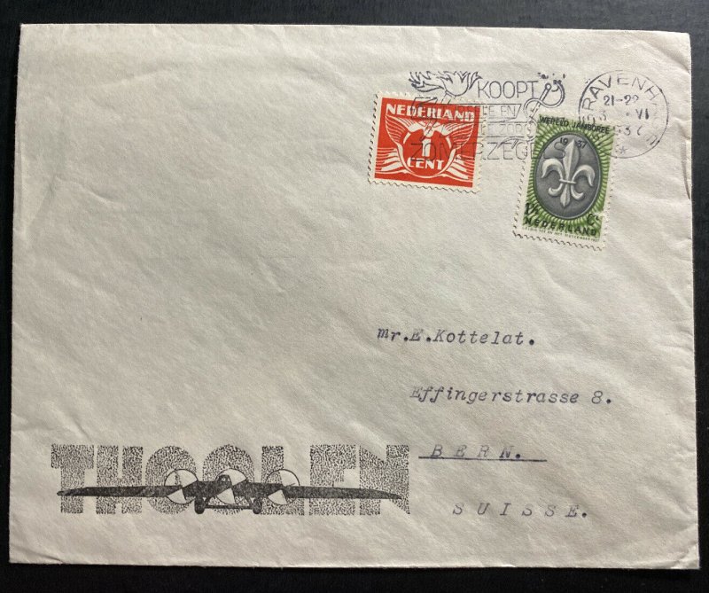 1937 The Hague Netherlands Thoolen Advertising cover To Bern Switzerland 