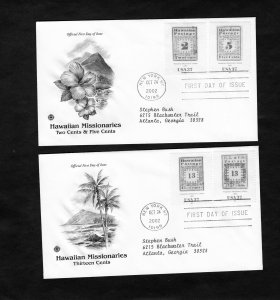3694a-d Hawaiian Missionaries, FDC set/2 PCS cachet addressed