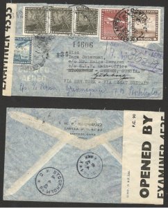 CHILE-SWEDEN-R AIRMAIL CENSORSHIP COVER VIA NEW YORK & VIA GREAT BRITAIN-1945.