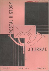 Postal History Journal, April 1961 Vol. V No. 1  HUNGARY