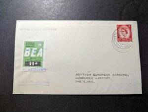 1957 England Airmail Cover Aberdeen to Shetland BEA Air Letter Rate Increase