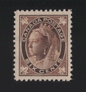 Canada Sc #71 (1897) 6c brown Victoria Maple Leaf Mint VF NH MNH