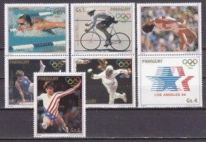 Paraguay, Scott cat. 2134 a-f, 2135. L.A. Summer Olympics issue.