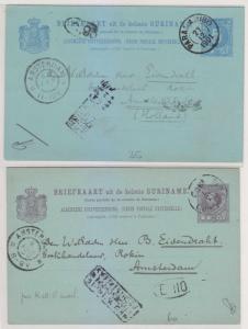 NETHERLANDS SURINAM 1900-01 PS CARDS H&G 8 & 12a ENTIRES PER DUTCH PACKET++ 