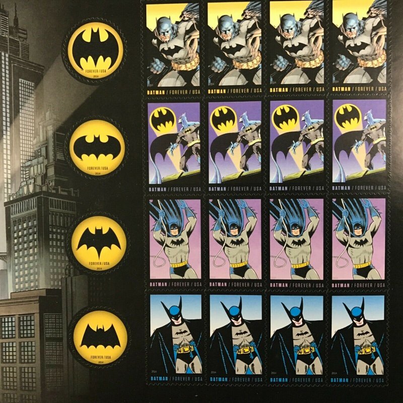 4928-4935    Batman, Comics   MNH Forever sheet of 20    FV $11.00   Issued 2014