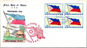 Philippines FDC 1959 - Philippine Flag - 4x6c Stamp - Block - F43407