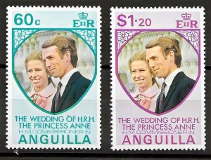 Anguilla 1973 Sc#179/180 PRINCESS ANNE'S WEDDING Set (2) MNH