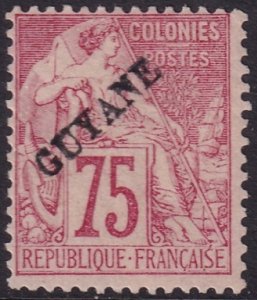 French Guiana 1892 Sc 29 MH* missing dot variety