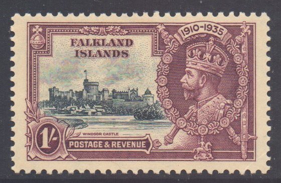Falkland Islands Scott 80 - SG142, 1935 Silver Jubilee 1/- MH*