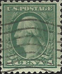 # 543 Used CRACKED PLATE IN HAIR Green George Washington