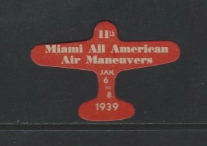 UNITED STATES - 1939 11th MIAMI ALL AMERICAN AIR MANEUVERS POSTER STAMP MLH 