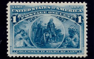 US 230 1c 1893 Columbian Exposition Columbus in Sight of Land NH PSAG grade 95