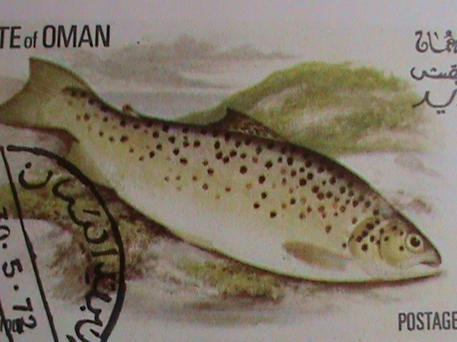 ​STATE OF OMAN STAMP- 1972 BEAUTIFUL  RIVER FISHES IMPERF: CTO -S/S SHEET VF