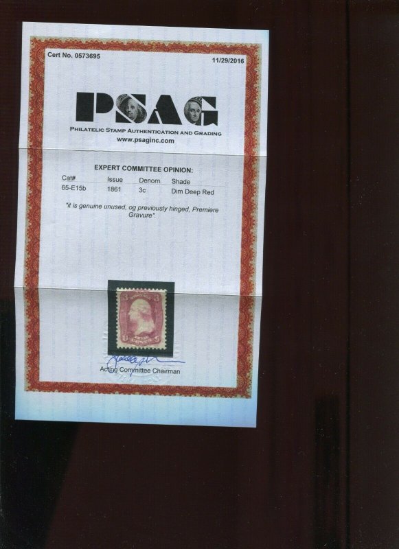 65-E15h Finished Premier Gravure Essay Semitransparent Stamp Paper PSAG Cert