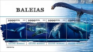 GUINEA BISSAU - 2023 - Whales - Perf 4v Sheet - Mint Never Hinged