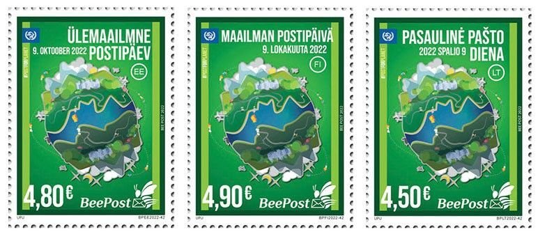 Estonia Lithuania Finland 2022 World Post Day joint issue BeePost set 3 stamps