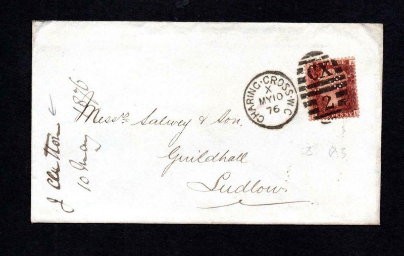 PENNY RED PLATE 173 USED ON COVER WITH 'C&C' (?) PERFIN