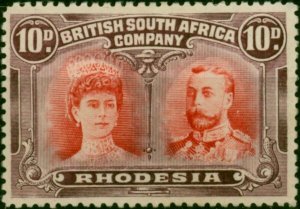 Rhodesia 1910 10d Scarlet & Reddish Mauve SG149 Fine MM