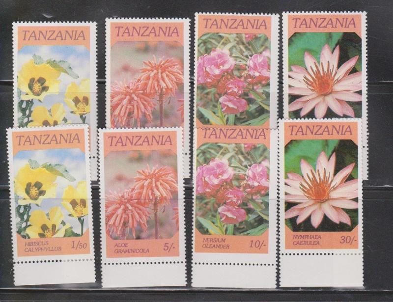 TANZANIA - Scott # 315-8 Mint Never Hinged - 2 Sets Flowers On Stamps