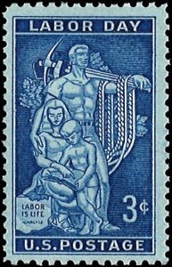 U.S. Scott # 1082  1956 3c dp bl  Man, Woman  & Child  mint-nh- xf