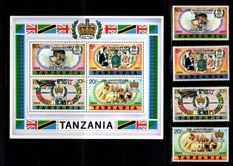 Tanzania - #99 - 102a Royal Coronation w/Ssheet set/5 - MNH