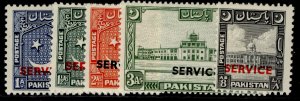 PAKISTAN GVI SG O27-O31, complete set, LH MINT. Cat £110.