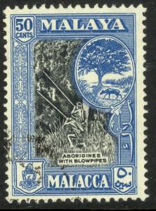 MALAYA MALACCA  1960 50c BLOWPIPES Pictorial Issue Sc 63 VFU