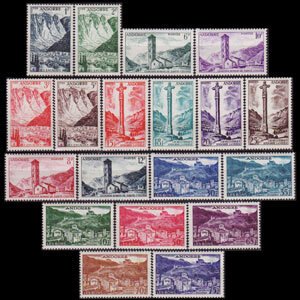 ANDORRA FR. 1955 - Scott# 124-42 Scenic Set of 19 LH