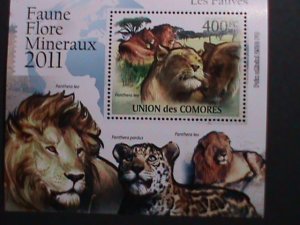 ​COMORO ISLANDS 2011-COLORFUL BEAUTIFUL WILD ANIMALS-LIONS MNH S/S-VERY FINE