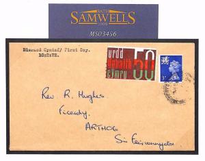  MS3456 1970s GB WALES REGIONAL First Day Cover*Welsh Language Label* Machin FDC 