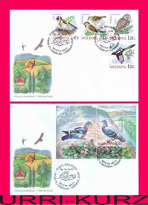 MOLDOVA 2010 Nature Fauna Birds Goldfinch Owl Magpie Sparrow Pigeons 2 FDC