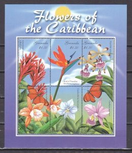 Grenada, New Item. Flowers of the Caribbean sheet of 6.