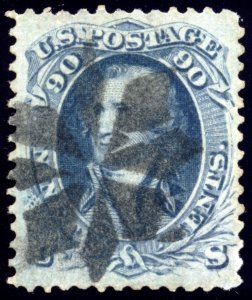 US 72 90c 1861 George Washington PSAG grade 80 fancy black pinwheel cancel