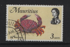 Mauritius  #340  used   1969  marine life  3c