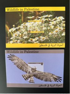 2013 Palestine Mi. Bl. 278 - 279 Wildlife Rapace Bird Prey Bird Flower-