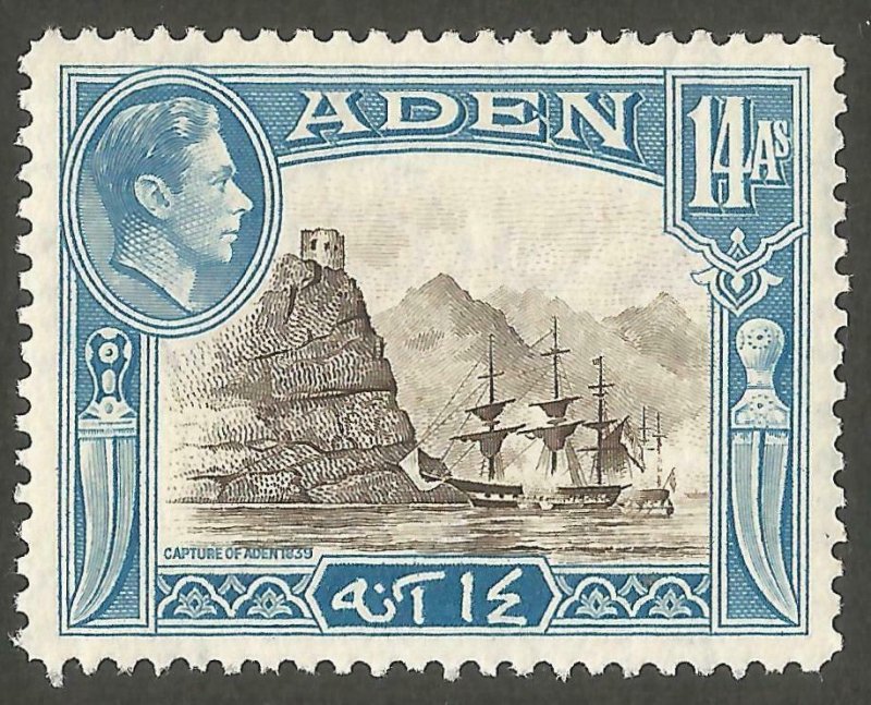 1939 Aden 14A Sepia and Light Blue unmounted mint SG23a