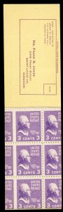 807a, MNH 3¢ Miscut Full Booklet of Two Panes NICE ERROR! - Stuart Katz